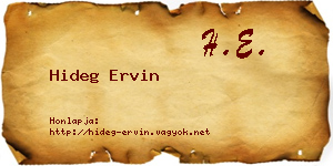 Hideg Ervin névjegykártya